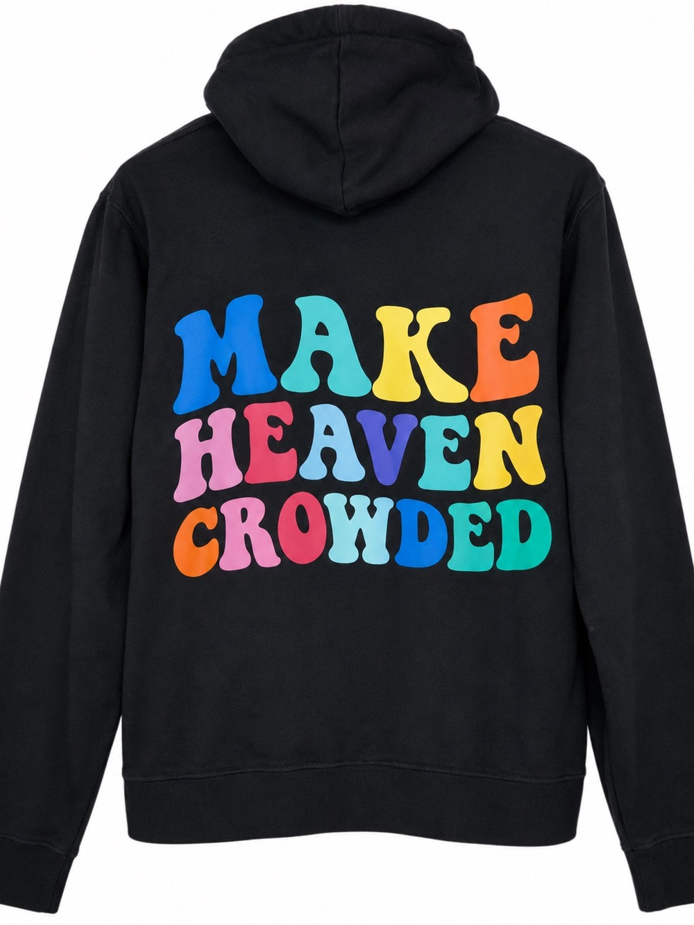 Make Heaven Crowded Graphic Hoodie Womens Approx M L Pullover Long Sleeve